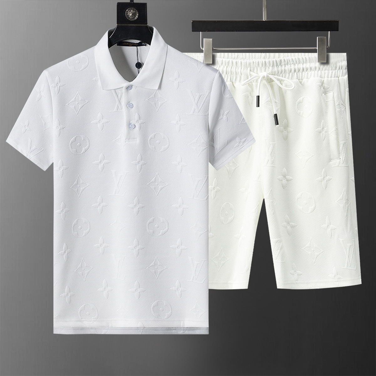 Traje de manga corta de alta calidad, traje de solapa, letras clásicas, traje POLO de algodón con impresión completa, estilo masculino y femenino