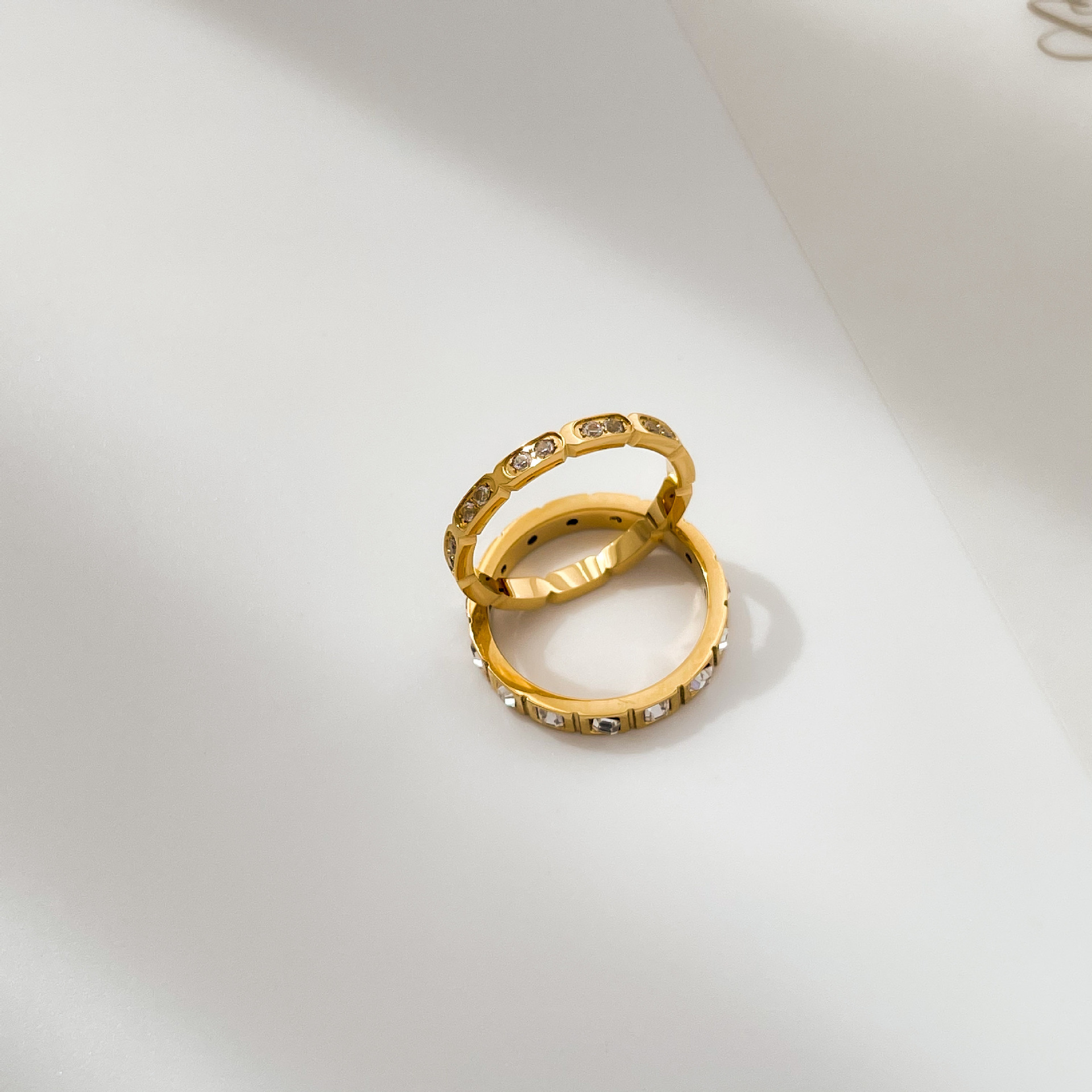 Women'S Gender Simple Style Round Square Heart Shape Titanium Steel Inlay Rhinestones Rings