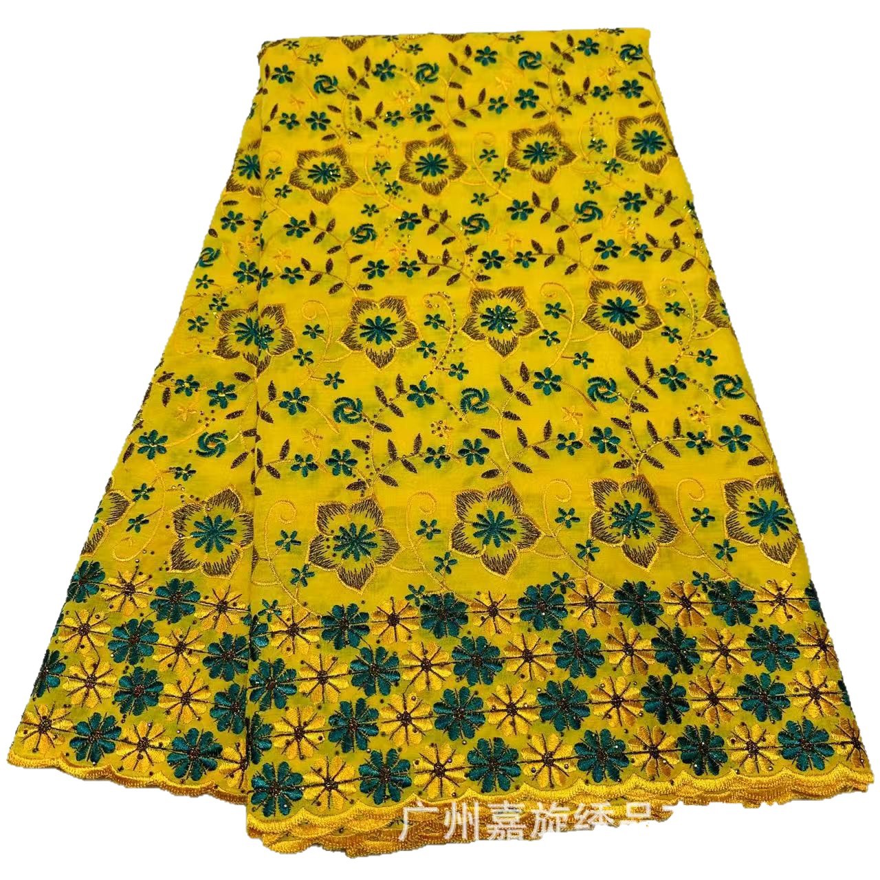 Encaje de algodón nigeriano con diseño de ondas de agua, tela africana bordada con pedrería para vestido de novia. image 6