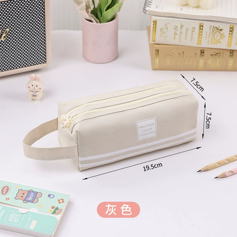 Double-Layer Oxford Pencil Case, Handheld Large Capacity, Korean Style, Elementary Students