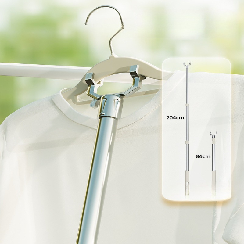 格美居撑衣杆家用伸缩铝合金晾衣杆阳台叉衣杆加长取衣服丫叉挑杆