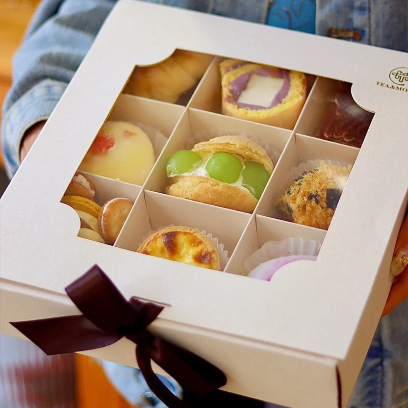 九宫格甜品包装盒开窗蛋糕卷蛋黄酥雪媚娘打包盒6粒9粒烘焙包装盒