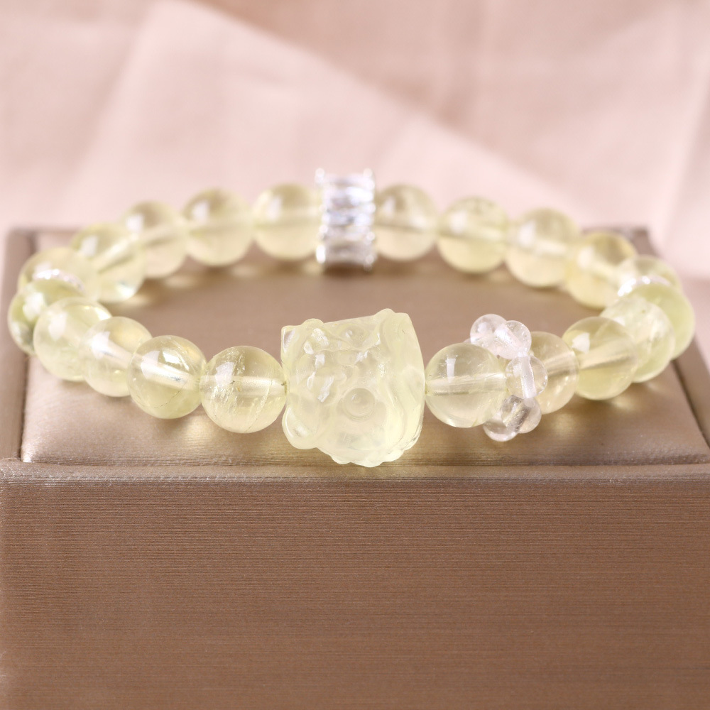 Wholesale Popular New Chinese Style Natural Lemon Citrine Bracelet Design Fortune and Good Luck Bracelet Transfer Bead Bracelet