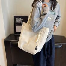 日系新款防水尼龙休闲跨境春夏单肩布包女设计感大容量通勤托特包