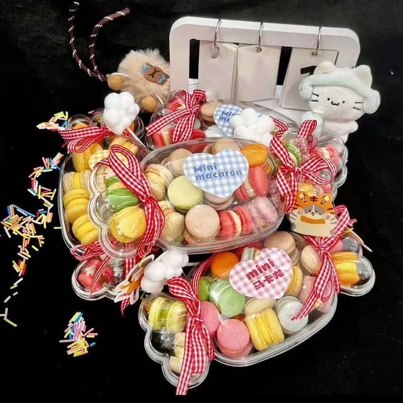 创意马卡龙色透明塑料盒小饼干糖果烘焙包装盒七夕礼品盒打包盒子|undefined