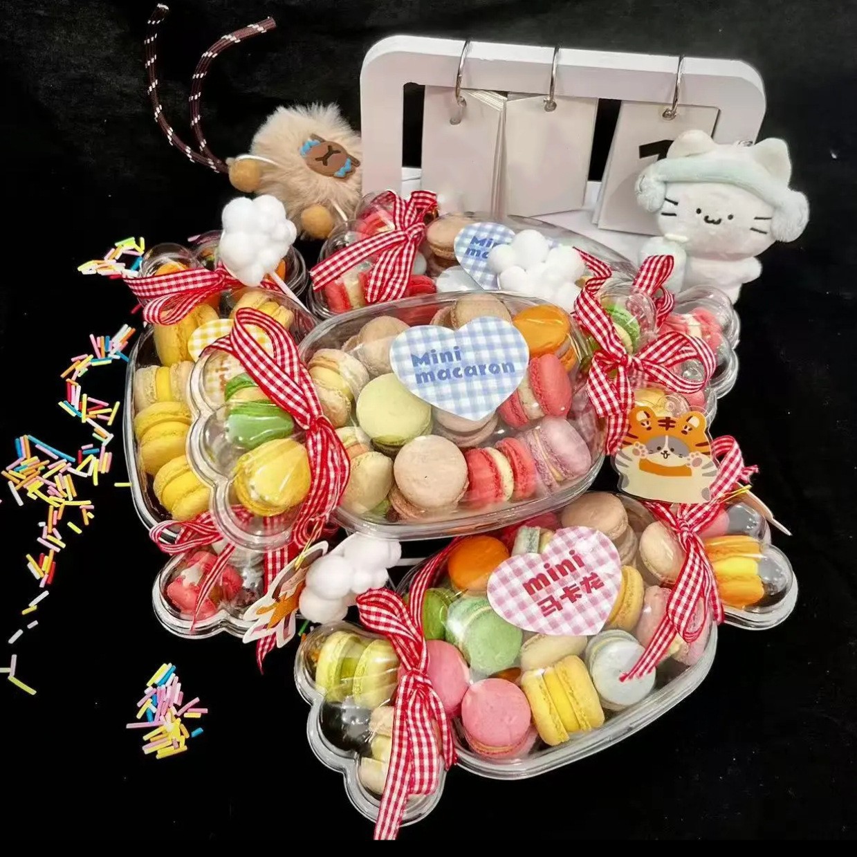 Caja de plástico transparente de color macarón creativa pequeña caja de embalaje de galletas dulces de horneado caja de regalo Qixiao caja de embalaje