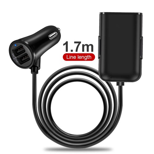 40W 8A QC3.0 front and rear seat car charger fast charging one to four 4USB multi-port flash charging car charger with cable