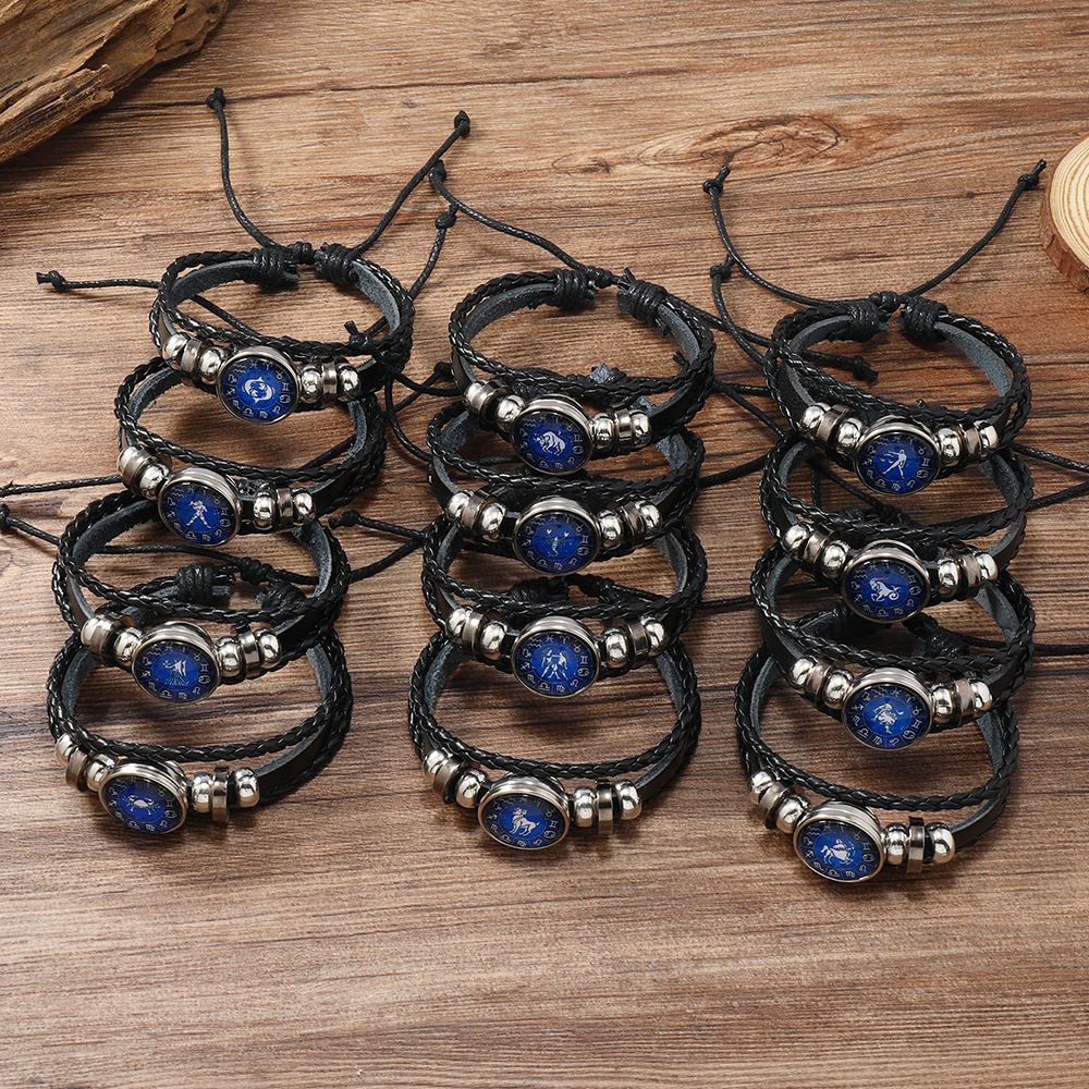Retro Constellation Pu Leather Knitting Unisex Bracelets display picture 3