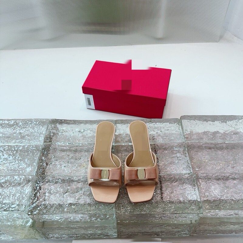 High-End 2026 High-Quality Fila New Style Chunky Heel Bow Slippers