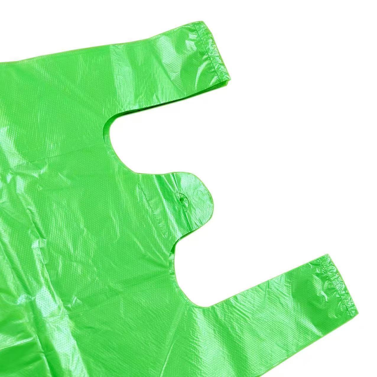 Venta verde bolsa de verduras bolsa conveniente bolsa de chaleco bolsa Portátil Bolsa de chaleco nuevo material tamaño bolsa de plástico al por mayor