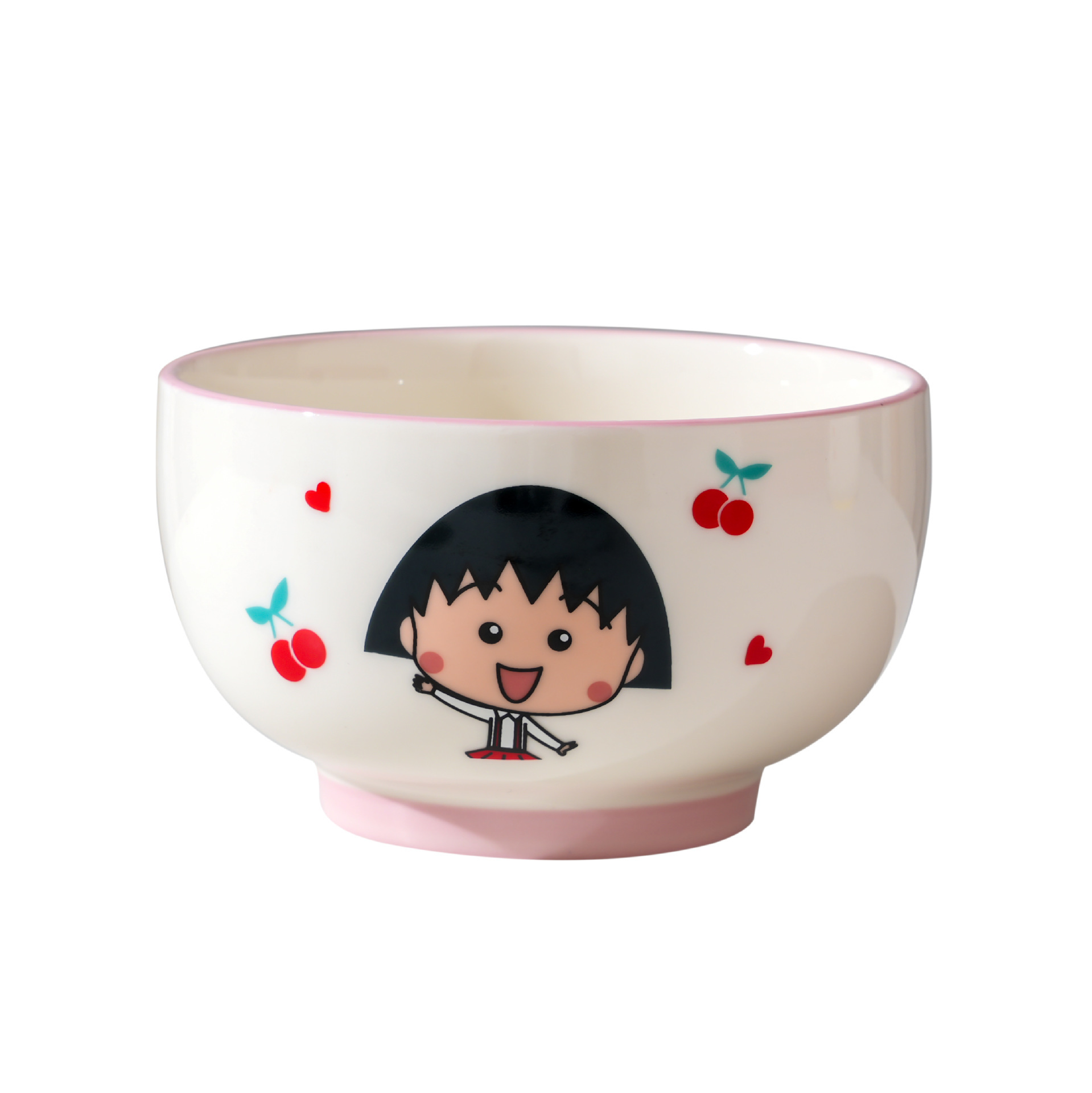 Pequeñas pelotas de cereza auténticas autorizadas encantadoras cubiertos domésticos con cuatro tazones de arroz de cerámica con patrón de dibujos animados caja de regalo
