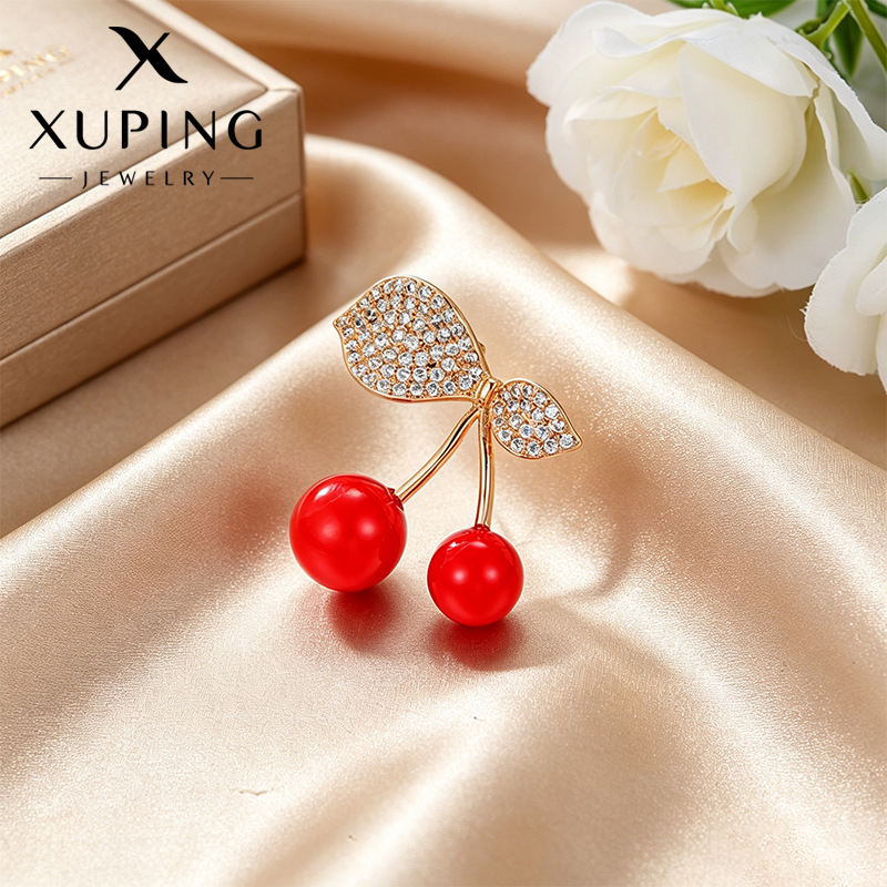 Xuping moda europea y americana creativa transfronteriza personalidad broche de cereza incrustado de zircon temperamento dulce accesorios de ropa image 1