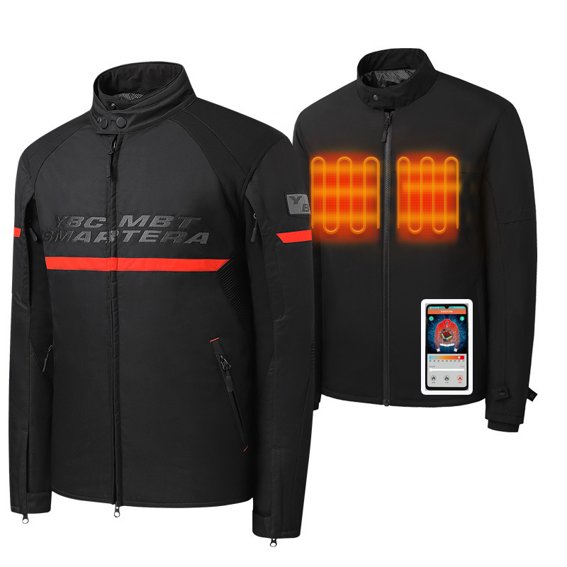 Winter mobile phone smart heating cotton-padded clothes racing motorcycle clothes trendy men's two-piece USB charging heating jacket warm