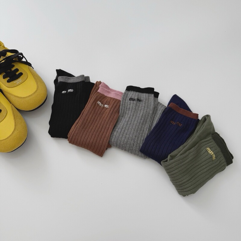 New Color-Blocking Letter Embroidery Mid-Calf Socks, Color-Blocking Slouch Socks, High-Quality Ins-Style European Trendy Socks for Couples