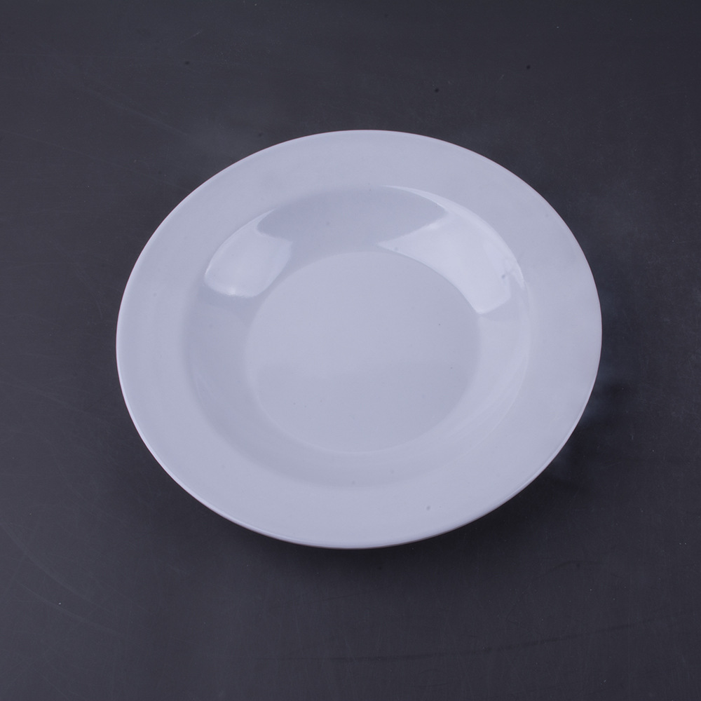 멜라민 9inch 접시 상업용 호텔 식기 흰색 둥근 깊은 접시 저녁 식사 접시 차가운 요리 접시 피크닉 가방 접시