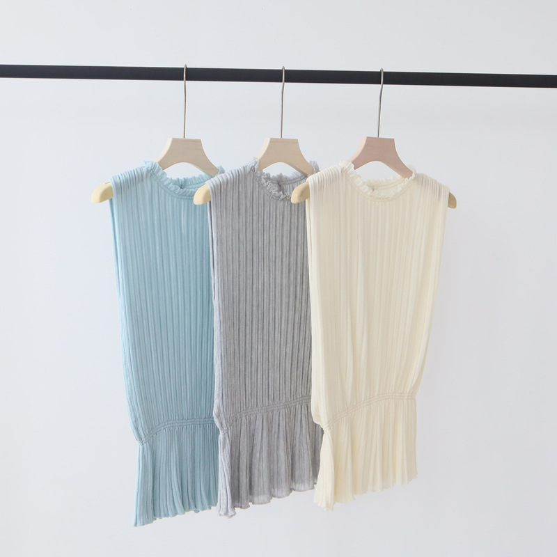 Lyocell Tencel High-End Pleated Waist-Cinching Knit Top for Women, Summer Outerwear, Casual Sleeveless Vest for Women Lyocell Tencel High-End Pleated Waist-Cinching Knit Top for Women, Summer Outerwear, Casual Sleeveless Vest for Women