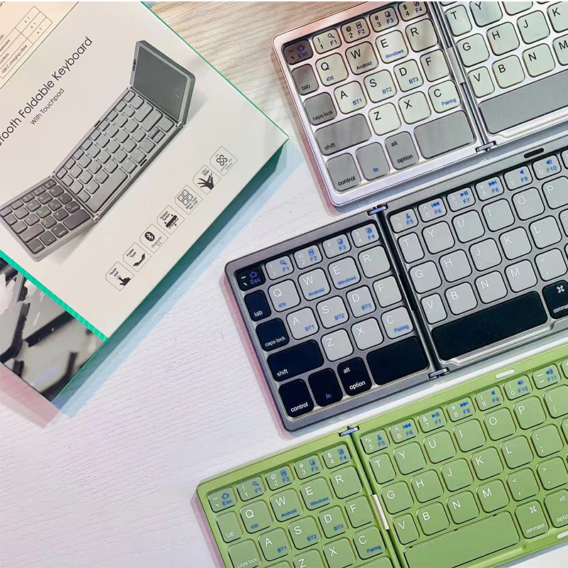 Giunzione a contrasto di colore della tastiera pieghevole Bluetooth wireless per telefoni cellulari, tablet, tre sistemi, dispositivi multipli,_voghion.com