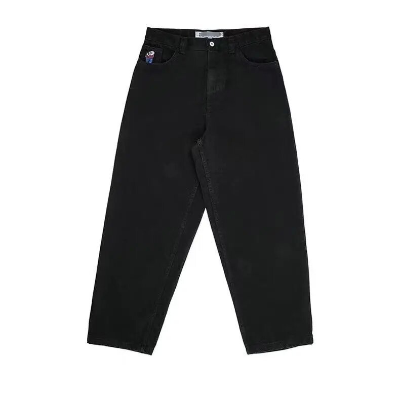 国境を越えたアメリカのヒップホップスケートボードjeans王一博と同じゆるいストレートジーンズの広い足のカジュアルなファッションパンツ|undefined