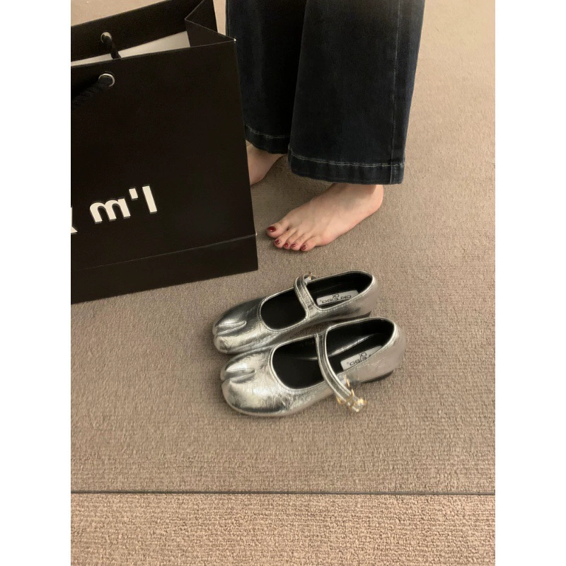 2024 весна и осень новая серебряная обувь Мэри Джейн женская обувь нишевые дизайнерские туфли