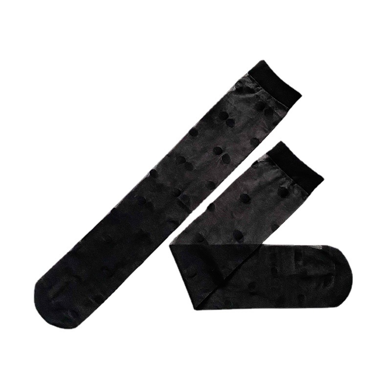 Calcetines delgados de la pantorrilla del verano de las mujeres punto redondo grande respirable mediados de la pantorrilla estilo universitario sexy calcetines de color sólido blanco y negro al por mayor