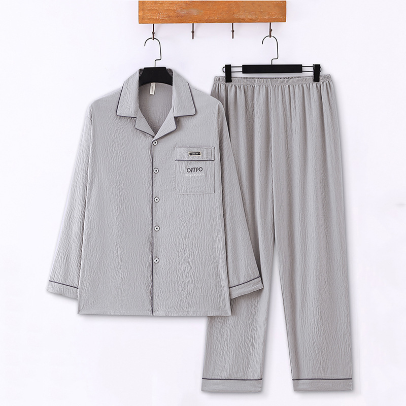 Comercio exterior transfronterizo primavera y otoño pijama de hombre nubes de algodón cardigan manga larga ocio suelto grande ropa de hogar