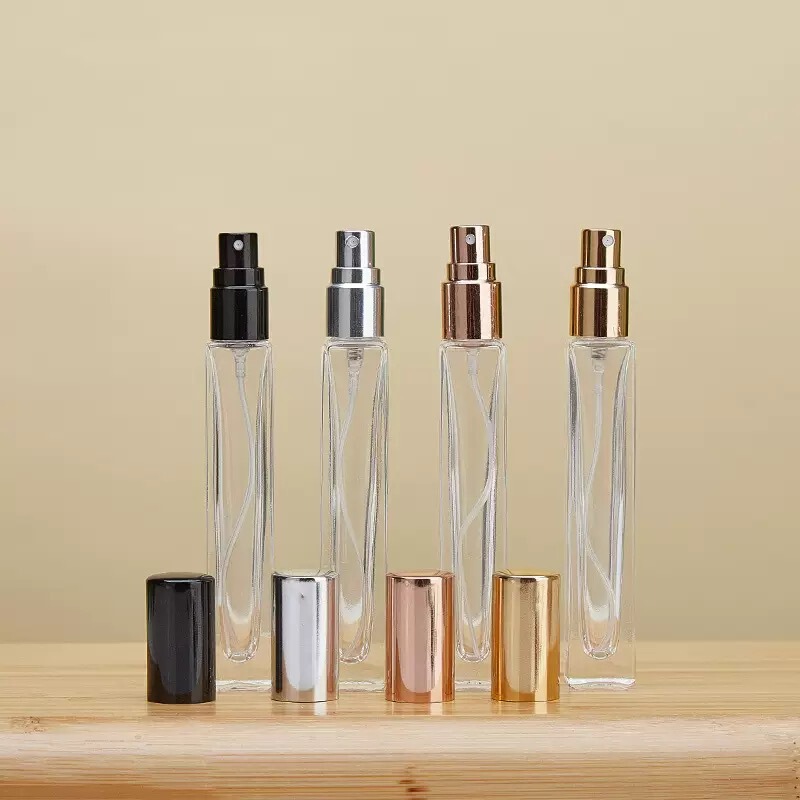 10ml15ML透明香水瓶、蓋付き高級ロングガラス瓶、細いスプレープレスサンプル香水空瓶|undefined
