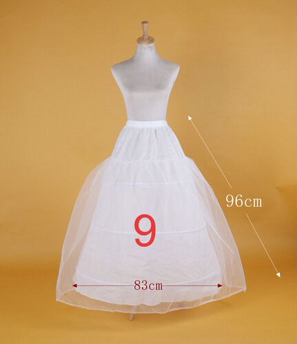 Bride's floor-length wedding dress with bustle, wedding dress petticoat, 3 circles, 1 yarn, hard mesh tutu, lined with fabric, elastic waistband, lace petticoat