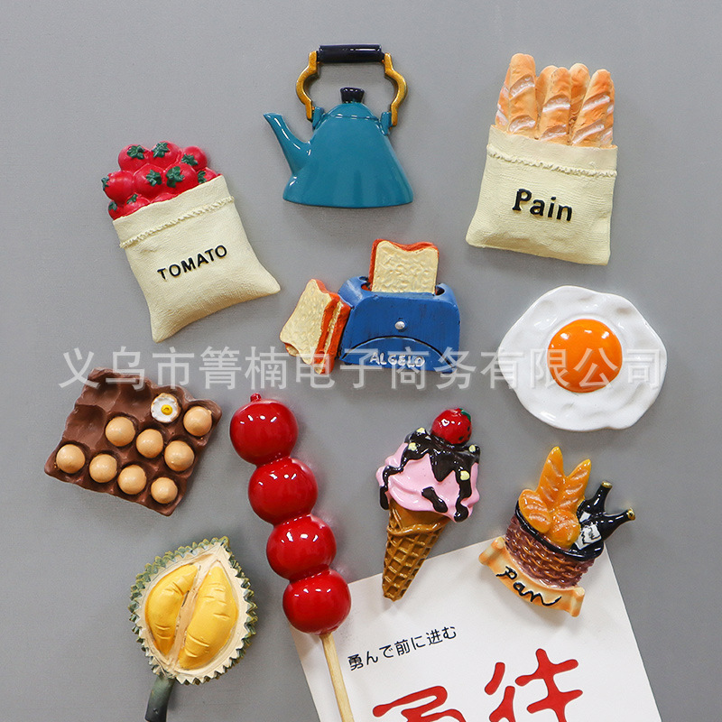 Resin craft refrigerator sticker three-dimensional creative magnetic sticker simulation food bread message sticker magnet Resin craft refrigerator sticker three-dimensional creative magnetic sticker simulation food bread message sticker magnet