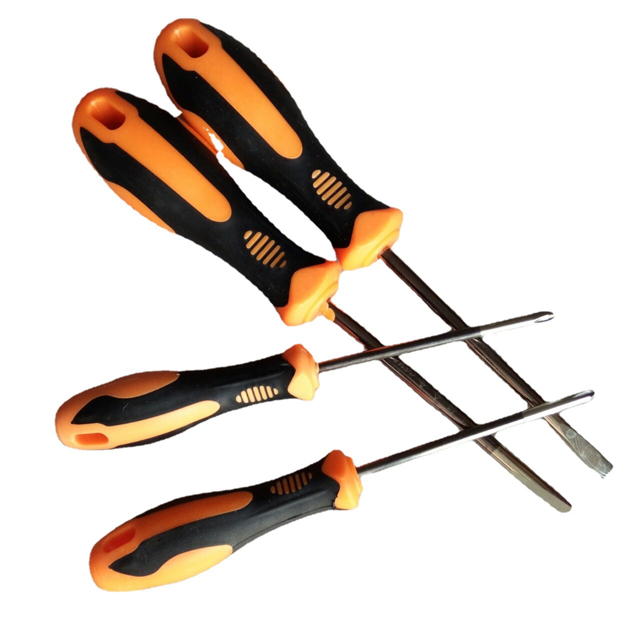 批发桔黑柄螺丝刀手动十字一字螺丝批改锥多规格6里螺丝刀批头