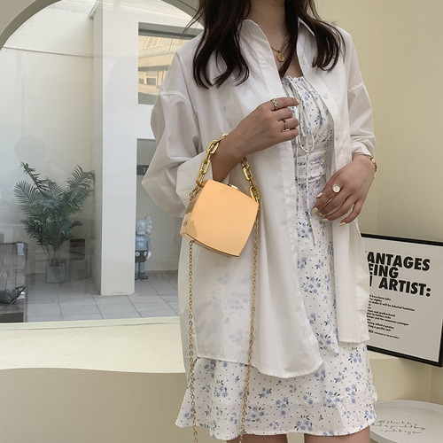 Metal Small Bag 2024 Korean Style Fashion Coarse Chain Shoulder Personal Ins Girl Chain Single Shoulder Box Bag Trend