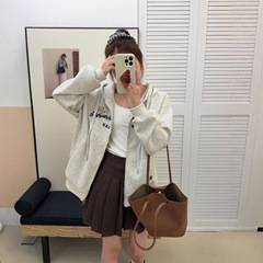 美式泰迪熊刺绣拉链连帽外套女秋季新款宽松百搭休闲慵懒上衣开衫
