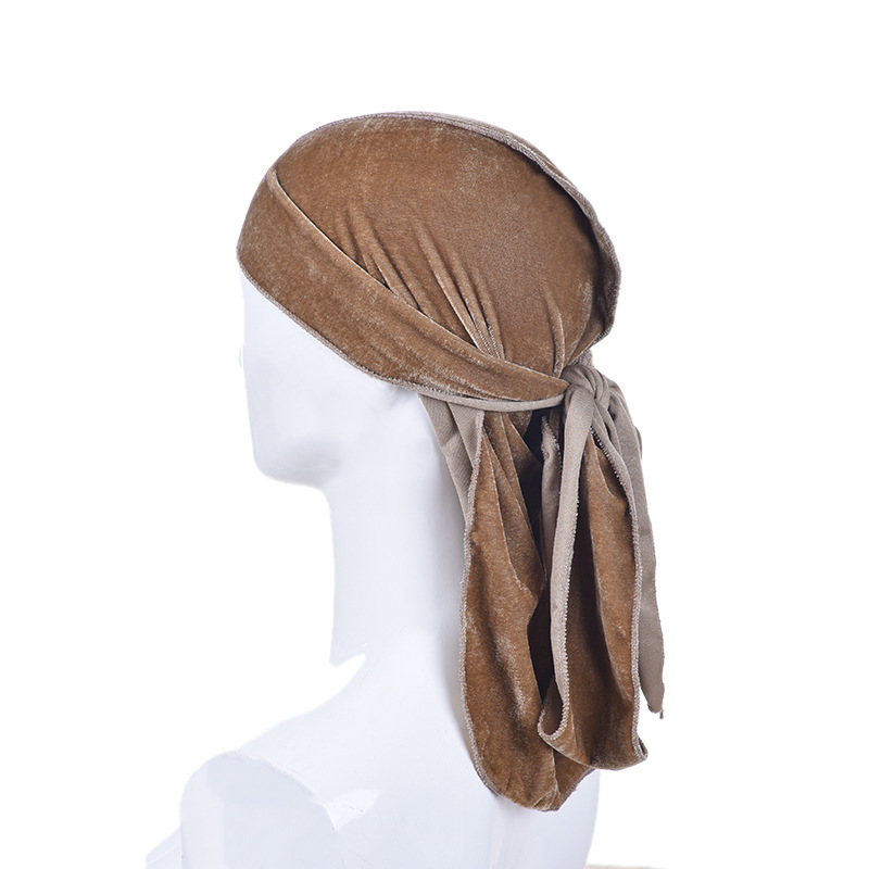 Transfronterizos hijab pirata de Halloween terciopelo de cola larga damas europeas y estadounidenses hijab de Halloween peluquería sombrero hijab