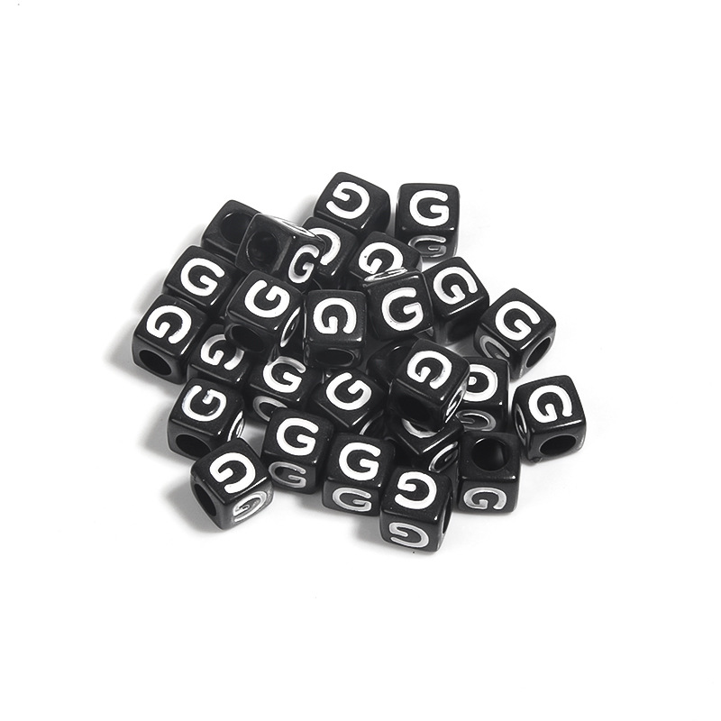100 / paquete de acrílico fondo negro cuadrado letras blancas 26 letras individuales gotas de aceite cuentas DIY accesorios de cadena de teléfono móvil image 13