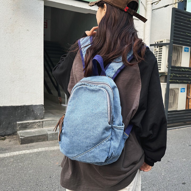 Mini School Bag Denim Canvas Commuter Backpack Casual Lightweight Travel College Student Backpack Design Niche Mini School Bag Denim Canvas Commuter Backpack Casual Lightweight Travel College Student Backpack Design Niche