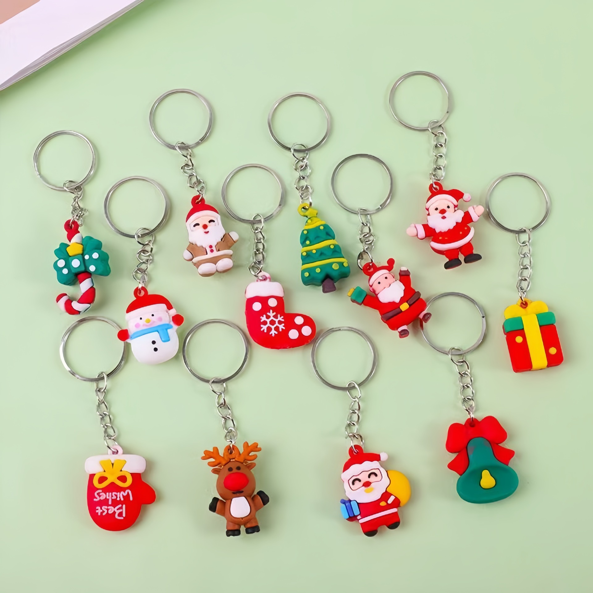 Nuevo cruzado de Navidad llavero colgante muñeca de Papá Noel bolsas de coches colgando joyas regalos de Navidad árbol