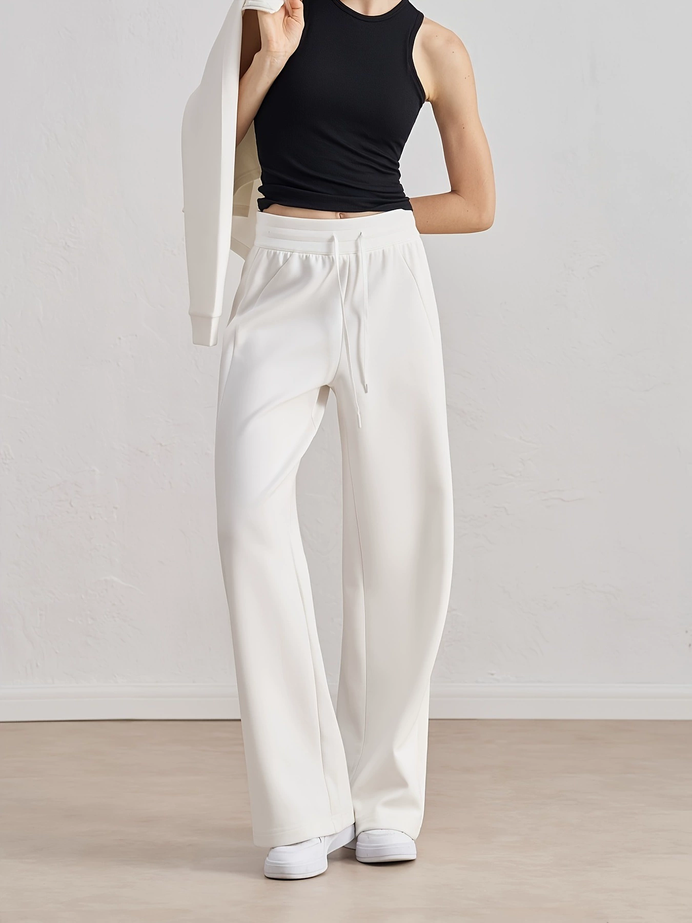 1 Pair Women'S High Waisted Joggers Drawstring Straight Leg