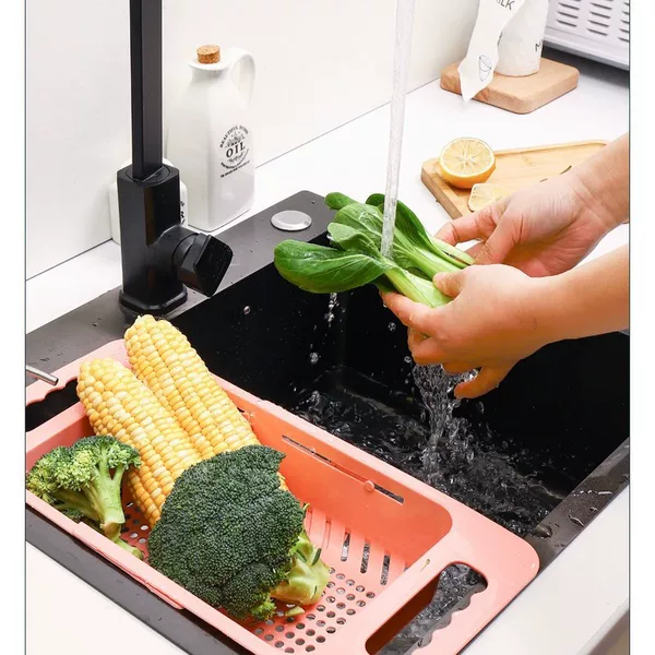 Sink Drain Rack Drain Basket Retractable Plastic Sink Sink Drain Rack Kitchen Supplies Vegetable Basket