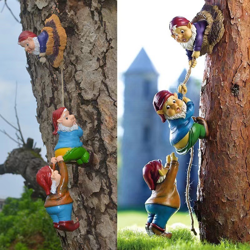 Cross-Border Holding Tree Dwarf White Beard Dwarf Elf Garden Hanging Decoration Design Decoration Ornaments Courtyard Home Wholesale