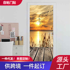 Shangyi 3D Dusk Scenery Entry Door Wardrobe Decorative Wall Sticker Self-Adhesive Bathroom Door Renovation Manufacturer Wholesale Door Sticker