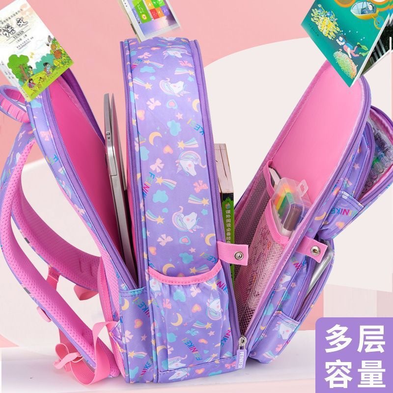 Mochila escolar para estudiantes de primaria 1 - 6 grados ligera para niñas para reducir la carga de la mochila de niñas súper lindas