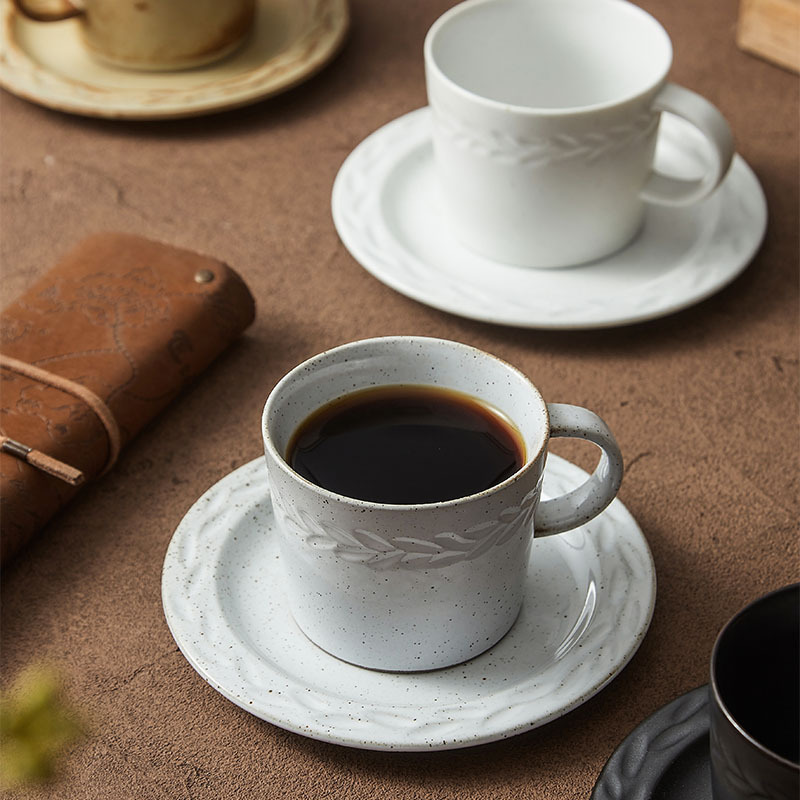 Juego de tazas y platillos de café retro francés, esmalte de horno, taza de té de la tarde de estilo nórdico, taza de té negro de diseño, taza de agua de alta gama