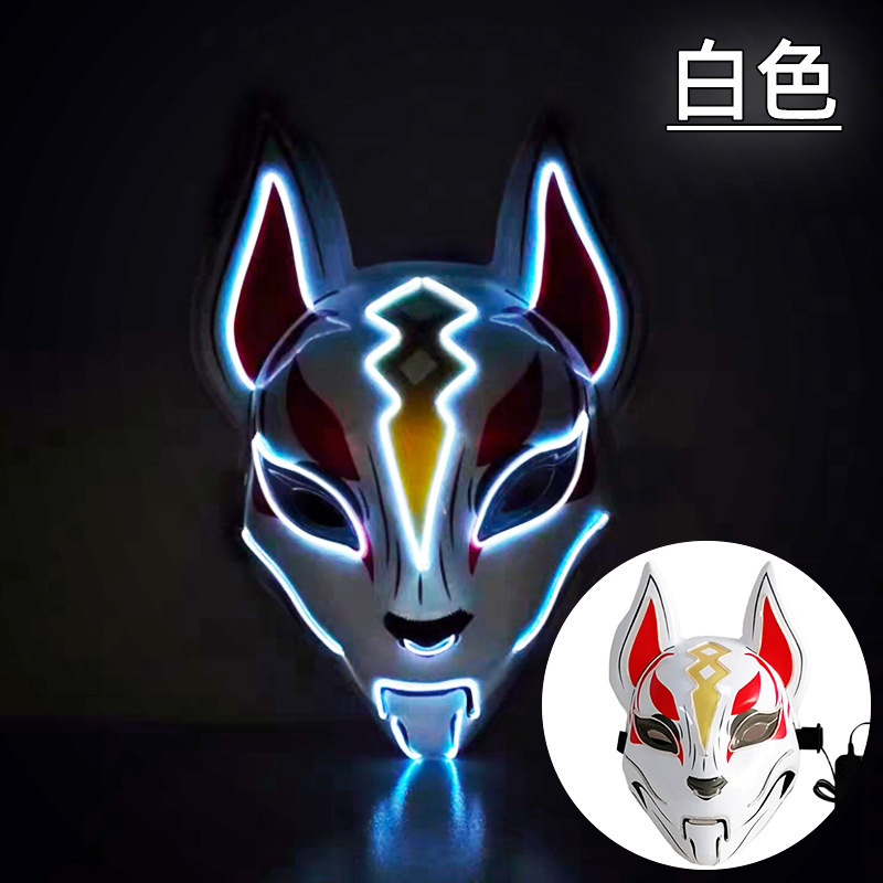 Led luminosa noche de protección de la base zorro máscara luminosa anime cos apoyos gato cara zorro de halloween luz fría máscara de flash