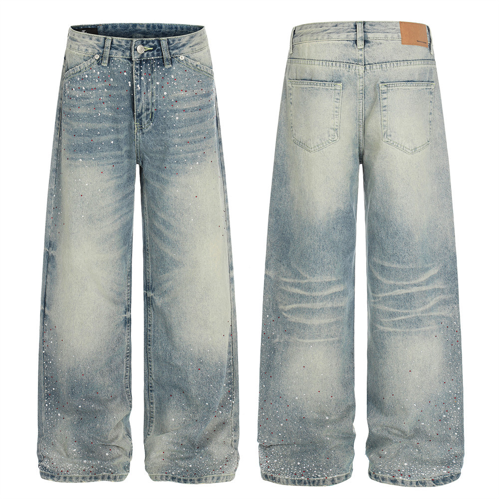 Vaqueros de hombre corte ancho y recto con estrellas de estrás_voghion.com