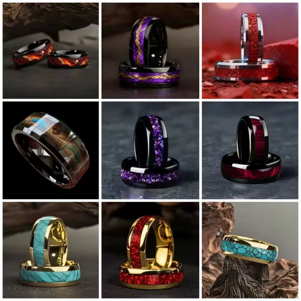 European and American fashion cross-border bestseller 8MM men's ring, light luxury stylish personalized men's accessory