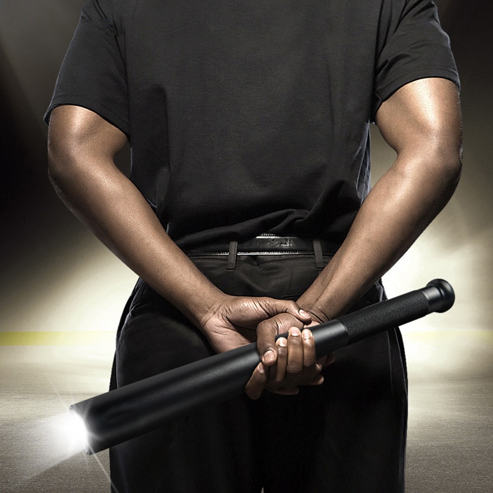 Linterna de béisbol de autodefensa al por mayor de fábrica, batería seca, patrulla multifuncional, linterna de maza de emergencia personalizada