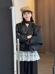 黑色皮衣外套女短款2025春秋季新款夹克酷飒风小个子机车气质显瘦