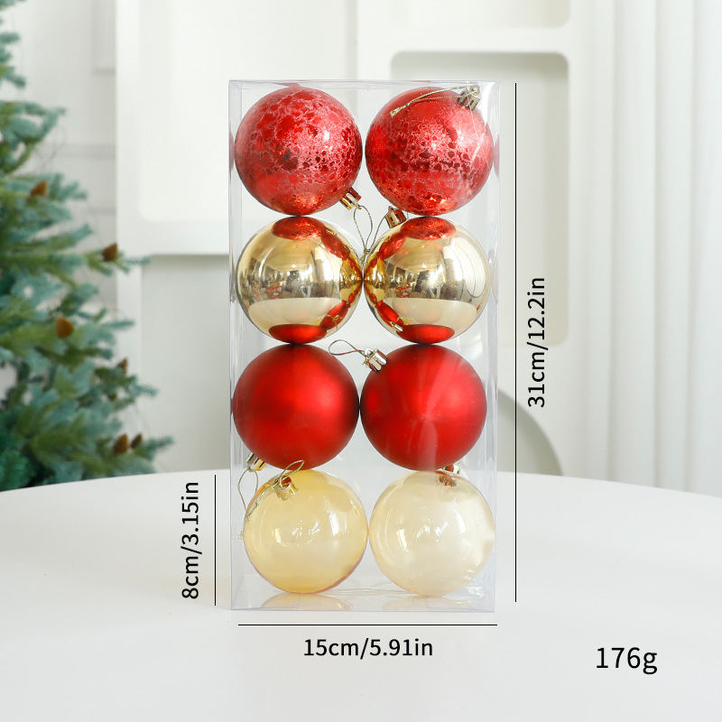 Navidad decoración bola de plástico fiestas colgantes bolas colgantes bolas clásicas barril galvanizadas bolas de Navidad al por mayor en stock