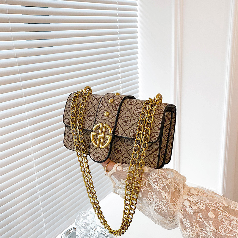 Nuove borse a tracolla alla moda e versatili, borsa quadrata piccola stampata, semplice borsa a tracolla con catena_voghion.com