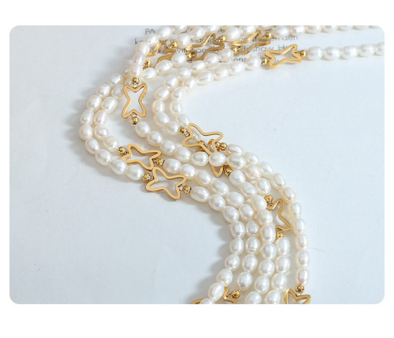 Elegant Star Pearl Titanium Steel Plating Necklace