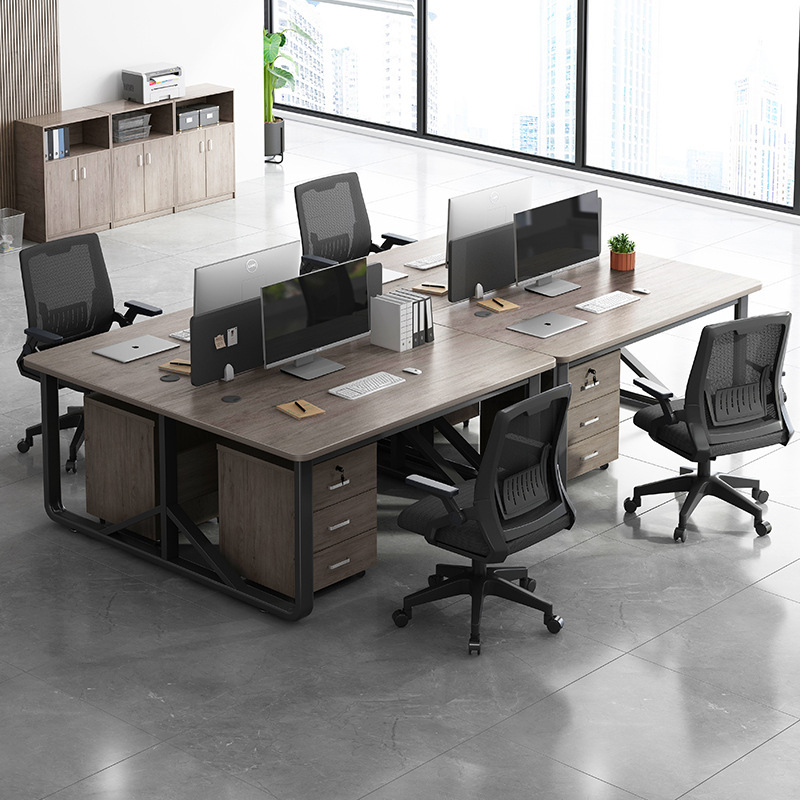 Computer Desk Desktop Simple Staff Desk and Chair Cabinet Combination Double Four or Six Personnel Workstation Desk